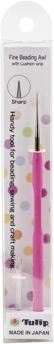 Tulip Needle Company Fine Beading Awl with Cushion Grip, Pink...
