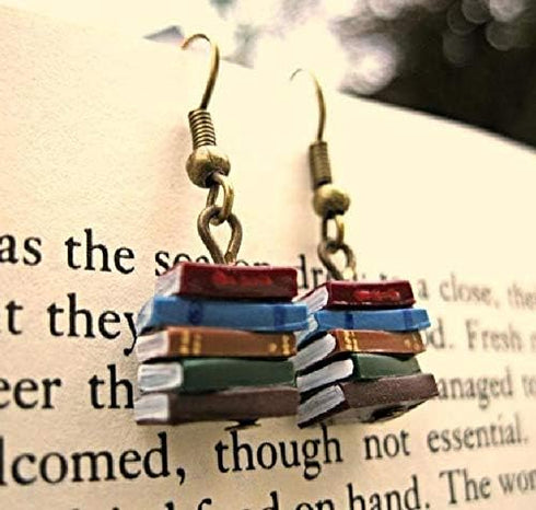 Classic Stack of Books Drop Dangle Earrings Librarian Teacher Easy Hook Clay for Women Creative Novel Teach Graduation Jewelry...
