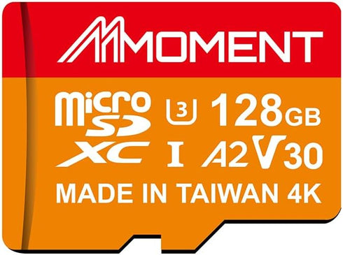MMOMENT 128GB Micro SDXC Card MM23, A2, UHS-I, U3, V30, Class 10 Compatible, Read Speed Up to 160 MB/s, Write Speed Up to 100 MB/s, SD Adapter Inc...