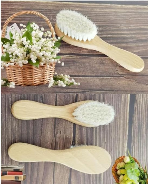 Baby Hair Brush, Wooden Goat Bristles Hair Brush for Newborns & Toddlers, Ideal for Cradle Cap, Perfect Baby Registry Gift, Hypoallergenic, 1 Coun...