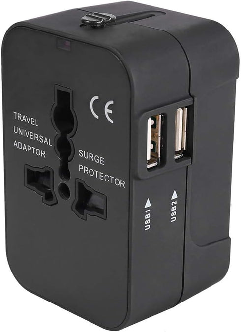 Travel Adapter, Worldwide All in One International Power Adapter Universal Adapter Plug with 2.1A Dual USB Charging Ports for Asia Europe UK AUS a...