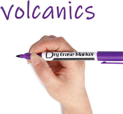 Volcanics Purple Dry Erase Markers Low Odor Fine Whiteboard Markers Thin Box of 12...
