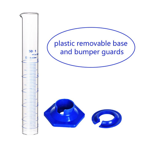 Thick Glass Graduated Cylinder Measuring Liquid Lab Cylinders with Anti-falling Plastic Base and Bumper Guards and Cylinder Brush (glass, 50ML)...