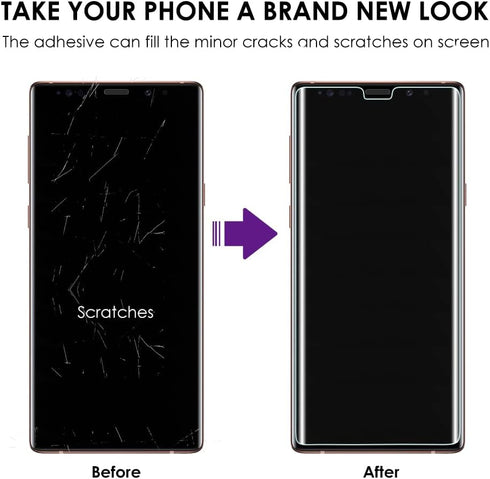 [3 Pack Galaxy Note 9 Screen Protector, UV Tempered Glass, Edge to Edge Full Screen Adhesive, Sensitive Touch, Scratch Repair, HD Display without ...