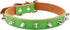 Basic Classic Adjustable Genuine Cow Leather Pet Collars for Cats Puppy Dogs (Large/Neck 11.8"-15.3", Green-Spiked Rivet)...
