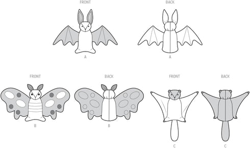 Simplicity Easy to Make Bat, Moth and Flying Squirrel Plush Animals Sewing Pattern Packet, Design Code S9940, Sizes Vary, Multicolor...