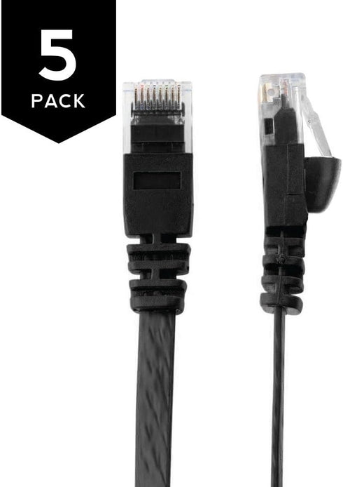 Buhbo 1 FT Cat6 Flat Ethernet Network Cable RJ45 (5-Pack)...