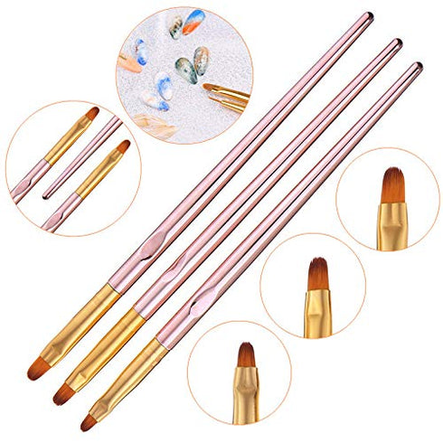 6PCS Nail Art Liner Brushes Set, UV Gel Acrylic Nail Art Drawing Painting Brushes Rose Gold Handle French Stripe Lines Painting Nail Pens...