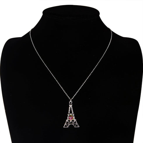 Paris Eiffel Tower Charm Pendant Necklace For Women Rose Gold/Platinum Plated Jewelry Crystal Necklaces...