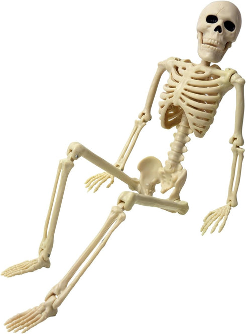 16" Halloween Skeleton Decorative,Spooky Lawn & Haunted House Props with Posable Joints,Full Body Skeleton for Yard Garden Lawn Graveyard Props De...