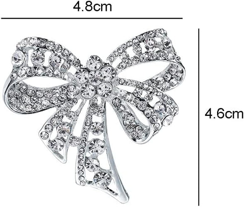 1 Piece Brooch Pin Bow Brooch Rhinestone Bow Brooches Bowknot Brooch Pin Vintage Fashion Jewelry Accessories, Silver...