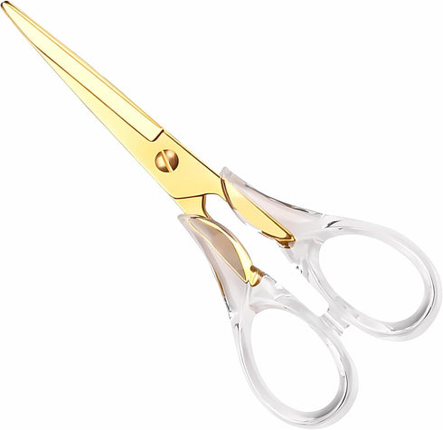 Gold Scissors 6.3 ", Craft Scissors with Stainless Steel Blade with Acrylic Clear Handle, All Purpose Office Scissors for Teachers, Cutting Shears...
