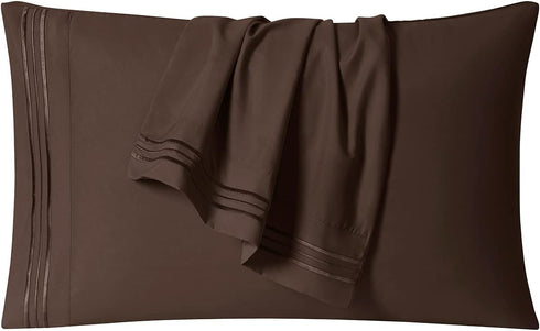 Clara Clark Premier 1800 Series 4pc Bed Sheet Set - Queen, Chocolate Brown...