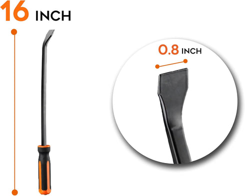REXBETI 16 Inch Pry Bar Set Thicker Strike Cap Handle, Black Orange, Comfortable Non-Slip Double Angled Tip Handled...