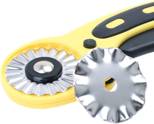 AUTOTOOLHOME 45mm Rotary Cutter Set with 9 Pack Replacement Rotary Blades Skip Rotary Blades Pinking Rotary Blades for Sewing Fabric Leather Quilt...
