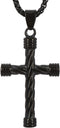 Cross Pendant for Car Rear View Mirror Decor Prayer Hanging Ornament Stainless Steel Rope Winding Cross Necklace Men Boys Christian Gift (Black)...