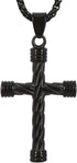 Cross Pendant for Car Rear View Mirror Decor Prayer Hanging Ornament Stainless Steel Rope Winding Cross Necklace Men Boys Christian Gift (Black)...
