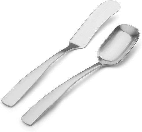 Serving Utensils Set, Matte Silver 5-Piece Hostess Set, Stainless Steel Silverware Flatware Cutlery Serving Set, Satin Finish, Dishwasher Safe...