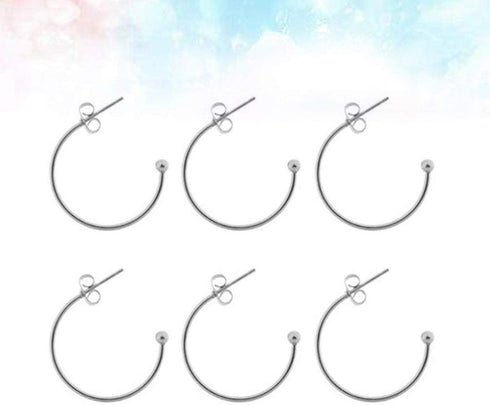 Supvox 6pcs Earring Findings Beading Hoop Earring Finding Metal Hoop Earrings C-Shaped Eardrops Beads DIY Jewelry Making Supplies Materials - Silv...