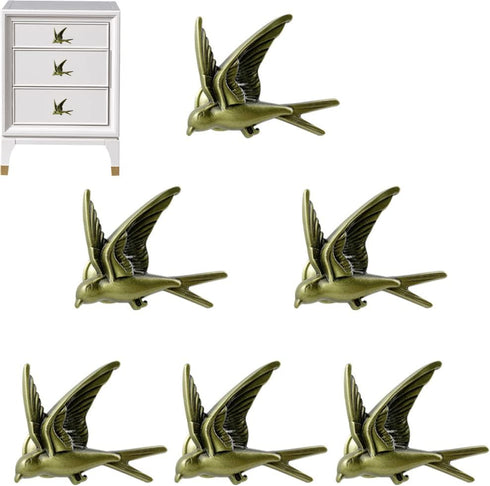 Swallow Cabinet Knobs, Animal Bird Drawer Pulls Handle for Cabinet Wardrobe Drawer Cupboard Home Hardware Accessories 6 Pieces (Bronze)...