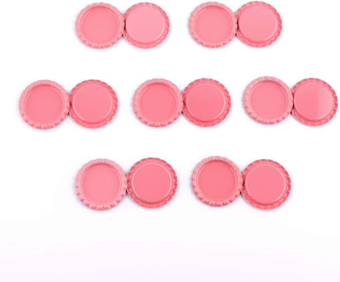100 PCS Flat Decorative Bottle Cap Craft Bottle Stickers Double Sideds Printed for Hair Bows, DIY Pendants or Craft ScraPbooks Pink...
