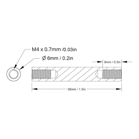 4PCS Female Screw Round Standoff 38mm Aluminum Standoff Screw Nut Threaded Pillar for Robotics Various Connection...