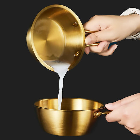 2Pcs Makgeolli Bowls, 304 Stainless Steel Korean Traditional Bowls Round Rice Bowl Wine Cup with Handle, Hiking Soup Dish Food Bowl Camp Cup (Larg...