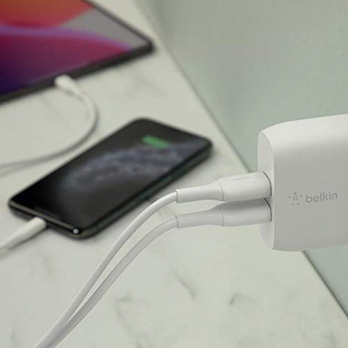Belkin 24W Dual Port USB Wall Charger - USB C Cable Included - iPhone Charger Fast Charging - USB Charger Block for Power Bank, iPad & iPad Pro, S...