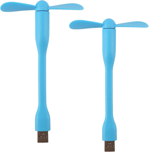 USB Flexible Fan, Mini Portable Cooling Fans USB Powered for Power Bank Laptop PC AC Charger - 2 Pack (Blue)...