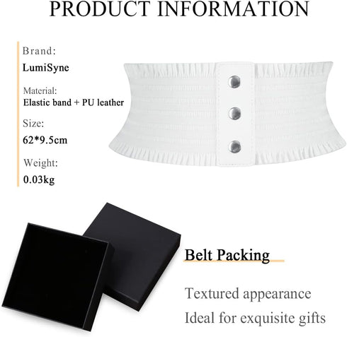Women Lace-Up Corset Belt Wide Elastic Waist Belt Snap Buckle Stretchy Waistband Cinch Belt For Dress Jumpsuit Coat...