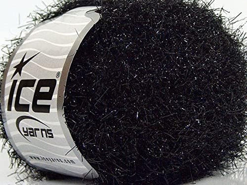 Sparkle Soft Black - Ice Yarns Metallic Lurex Nylon Eyelash Yarn 50gr 153yds......