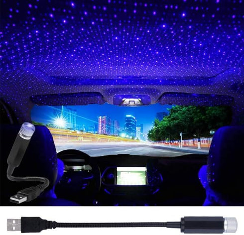 1Pc Black USB Star Projector Night Light,Adjustable Romantic Starry Sky Projector Car Light,Portable Atmosphere Decorative Auto Roof Light for Var...