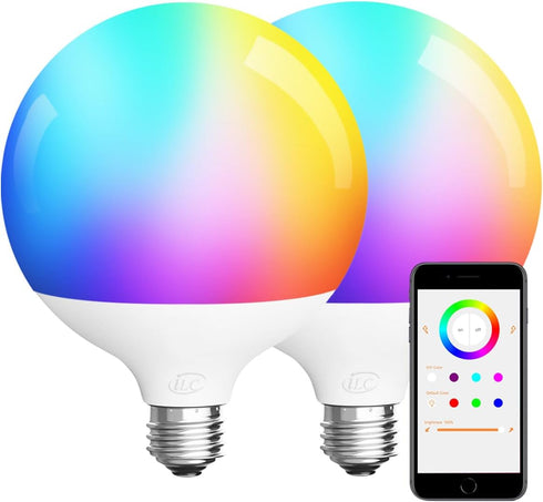 ILC G120 LED Large Globe Light Bulbs 15W, Work with Alexa, ? 4.72 inch, Color Changing, 150W Equivatlent, Color Temprature 4000k, CRI>95+, E26 Bas...