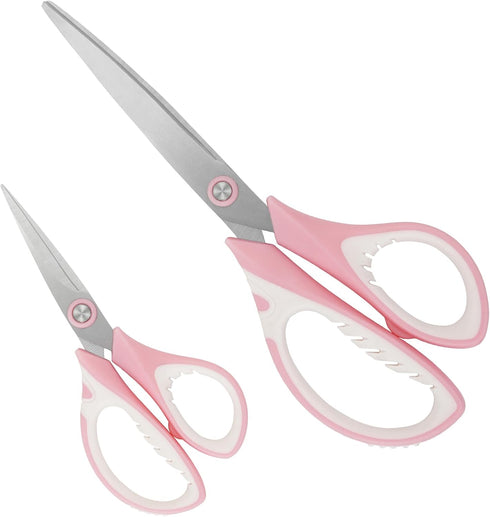 Pink Professional Sewing Scissors Set: Big Scissors, Small Scissors, Rotary Cutter with 3pcs Extra Blades for Cutting Fabric...