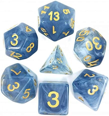 HD Polyhedral Dice Sets D&D Dice for Dungeon and Dragons RPG Role Playing Games MTG Pathfinder Table Top Games 7 Dice Set Blue Jade dice...