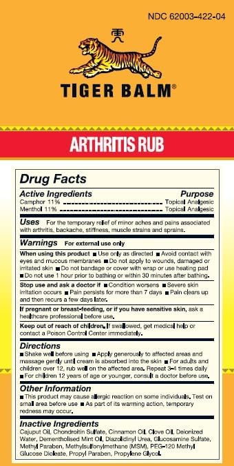 Tiger Balm Arthritis Rub - - 4 fl oz...