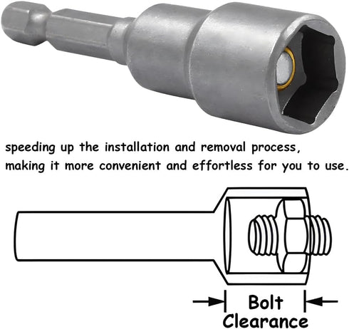 5Pcs Power Nut Driver Set 1/4 Inch Hex Shank 65mm Length Diameter 13mm Magnetic Quick Change Socket Nut Impact Driver Adapter Power Nut Driver Rep...