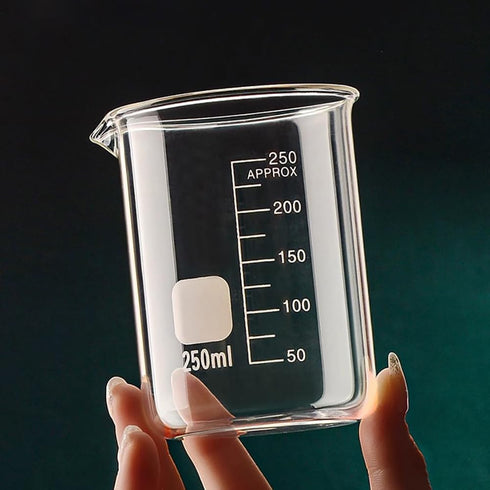25ml Low Form Glass Beaker, 3.3 Borosilicate Glass Graduated Printed Scale Measuring Cups with Spout for Kitchen Lab Liquids,4 PACK...