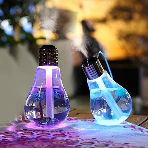 Bulb Humidifier 400 Ml 7 Colors USB Portable Spray Air Humidifier Suitable for Baby Bedroom Office Car (Silver)...