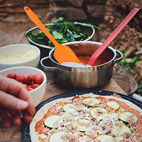 4-Piece Silicone Spatula Set 11inch Large Heat-Resistant Rubber Spatulas Baking Mixing Tool Non-Stick Flexible Seamless Spatulas with Stainless St...