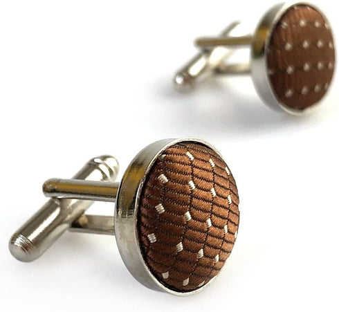 S&W SHLAX&WING Ties for Men Brown Copper Matching Cufflink...