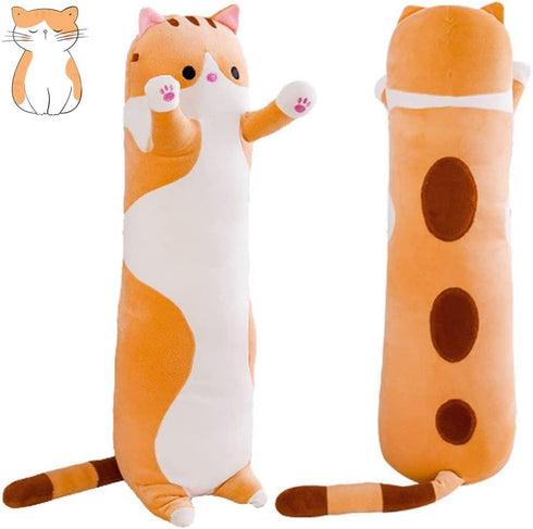 Long Cat Plush Pillow Soft Cat Body Pillow, Long Cat Stuffed Animal Cotton Kitten Sleeping Throw Pillow Gift for Kids Girlfriend(50CM,Yellow)...