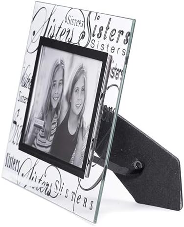 Malden International Designs Mirrored Glass With Silver Metal Inner Border Sisters Picture Frame, 4x6, Clear...