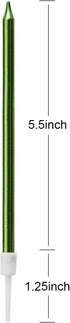 Luter Metallic Candle Long Green Candle Birthday Candles with Holder Cake Candles for Wedding Birthday Party Decoration (24 Pieces)...