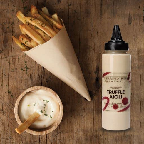 Terrapin Ridge Farms Gourmet Truffle Hot Sauce and Truffle Aioli Garnishing Sauce Set (2 Squeeze Bottles)...