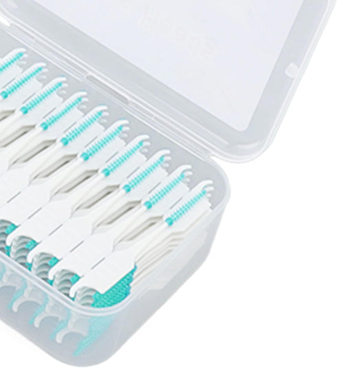 Interdental Brush, Floss Toothpick Brush Eliminate Bad Breath Portable Safe 200pcs Plaque Removal for Travel for Oral Care (Mint Green)...