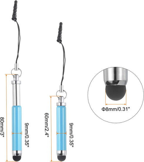 MECCANIXITY 5pcs Metallic Stylus Pen Retractable Aluminum Alloy Mini Capacitive Pens for Universal All Touch Screen Devices, Light Blue...