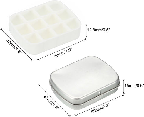 PATIKIL 12 Well Mini Paint Storage Box, Portable Tiny Painting Tray 1.6ml Per Mixing Cup for Gouache Watercolor Art Craft Oil Painting, Silver...