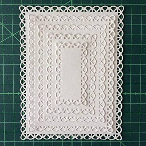 5 Pcs/Set Nested Stitched Scallop Rectangle Frame Cutting Dies,DIY Artist Metal Cutting Dies Stencils Metal Cutting Dies Scrapbooking Crafting Pap...