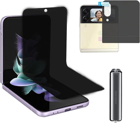 3 Pack Designed for Z Flip 3 Privacy Screen Protector,Anti-Peep 1PCS Outside Screen Protector+1PCS Inside Screen Protector+1PCS Side Protector Fil...